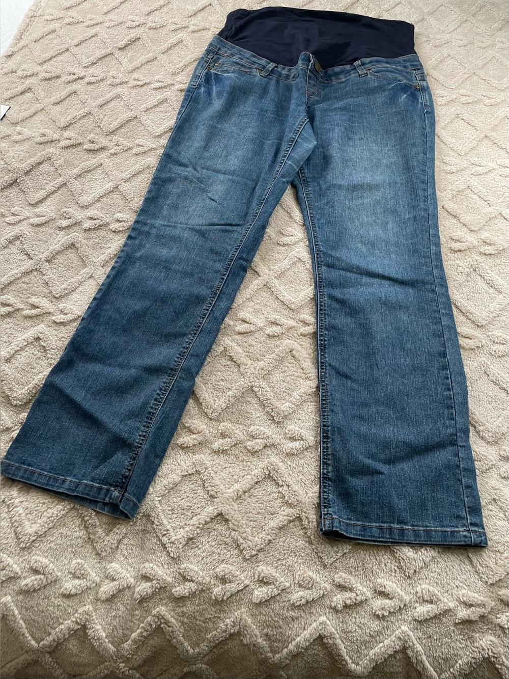Planet Motherhood Dark Blue Denim Bootcut Jeans with Navy Waistband~ Size L